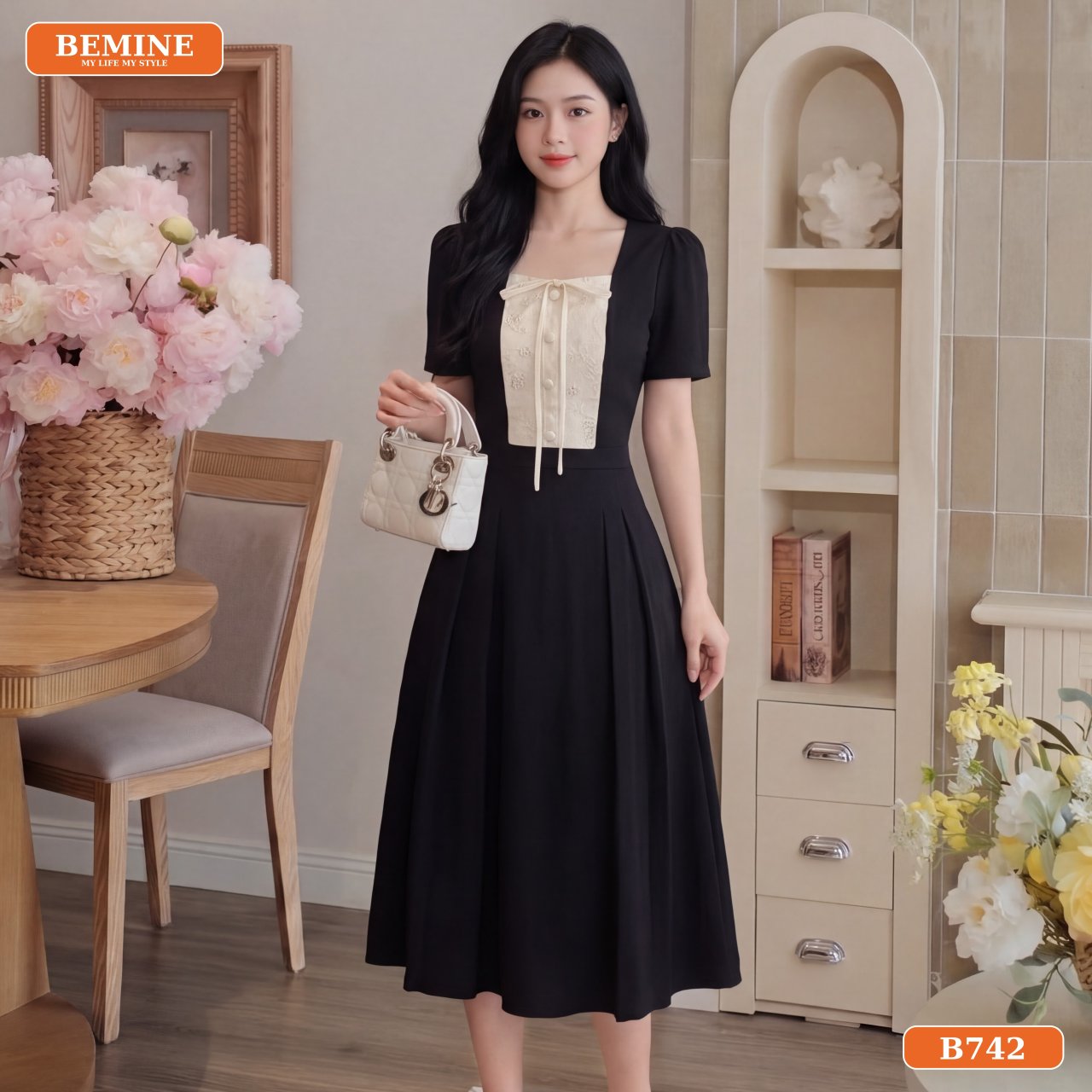 Gợi ý phối đồ cho đầm B742 đi làm và đi chơi