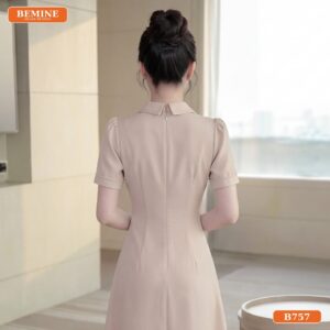 Đầm thiết kế BEMINE cổ sơ mi chạy viền có túi hộp dáng chữ A B757 - váy cho người mập