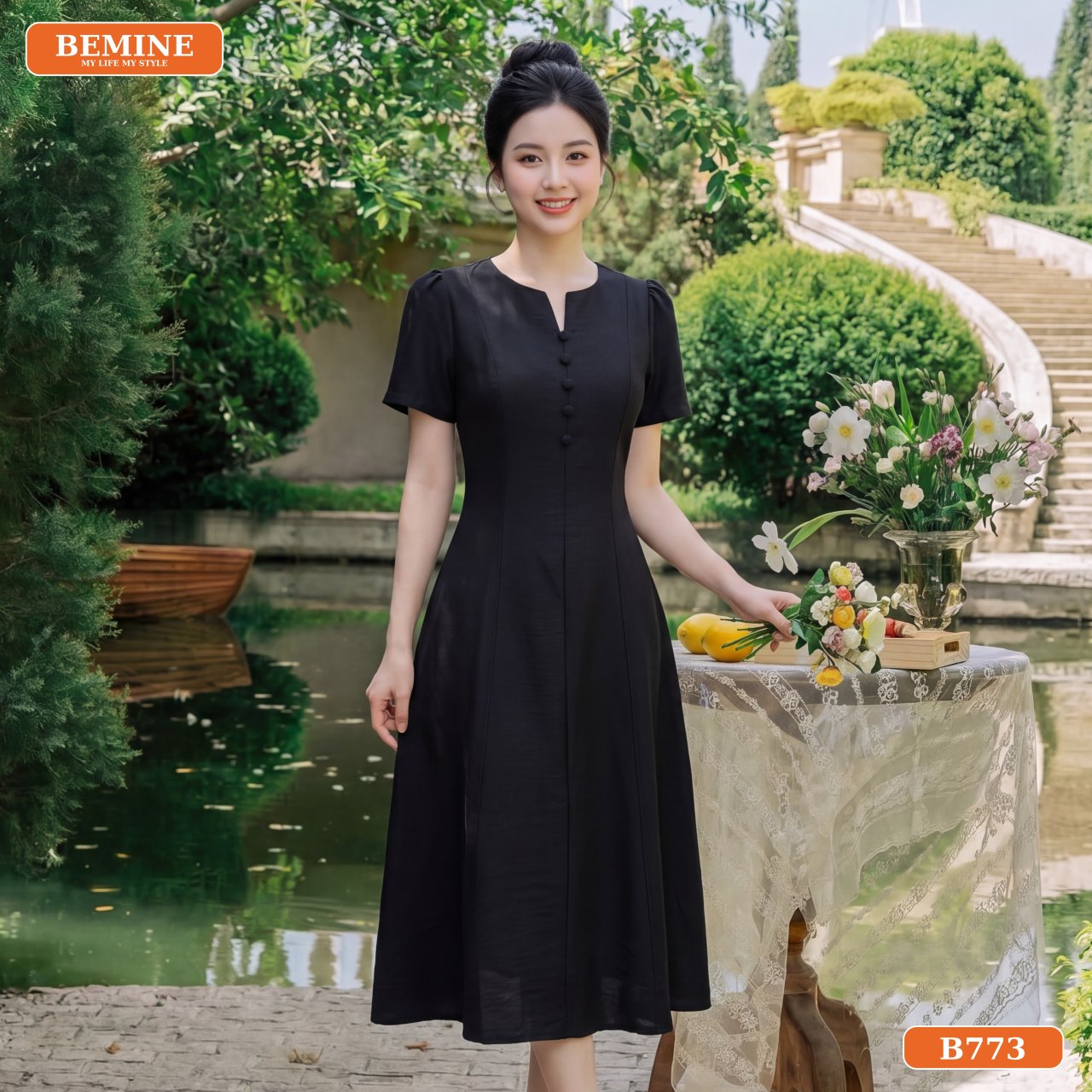 Đầm chữ A B773 dáng dài thanh thoát cho phái đẹp văn phòng