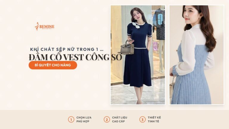 Đầm cổ vest công sở: khí chất sếp nữ trong 1 món hình ảnh