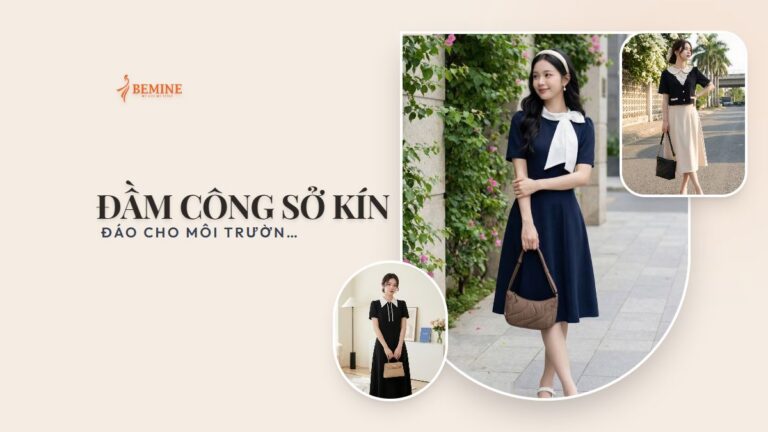 Đầm công sở kín đáo cho môi trường chuẩn mực hình ảnh