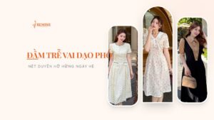 Đầm trễ vai dạo phố: nét duyên hờ hững ngày hè hình ảnh