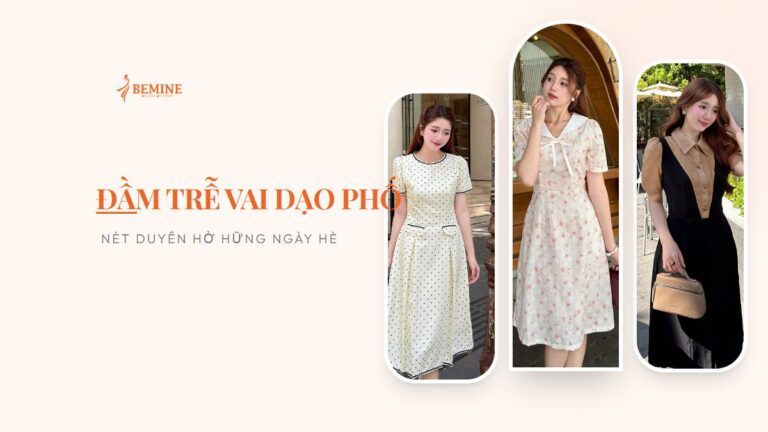 Đầm trễ vai dạo phố: nét duyên hờ hững ngày hè hình ảnh