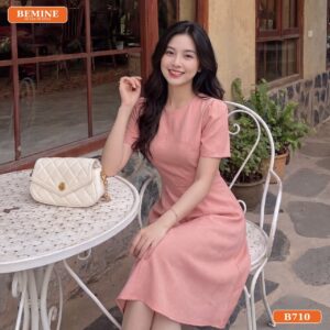 Đầm thiết kế BEMINE cổ tròn dáng chữ A phù hợp đi làm-B710 - váy dành cho người mập lùn