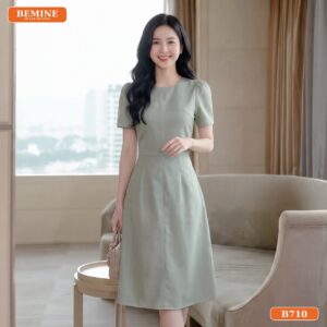 Đầm thiết kế BEMINE cổ tròn dáng chữ A phù hợp đi làm-B710 - BEMINE fashion vietnam