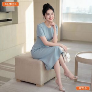 Đầm thiết kế BEMINE cổ tròn dáng chữ A phù hợp đi làm-B710 - những mẫu đầm chữ a đẹp nhất