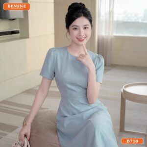 Đầm thiết kế BEMINE cổ tròn dáng chữ A phù hợp đi làm-B710 - đầm chữ a