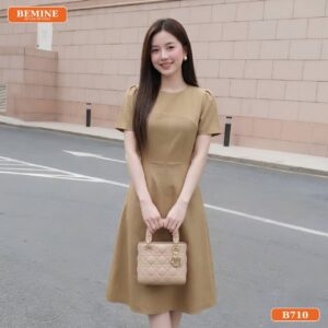 Đầm thiết kế BEMINE cổ tròn dáng chữ A phù hợp đi làm-B710 - k and k fashion
