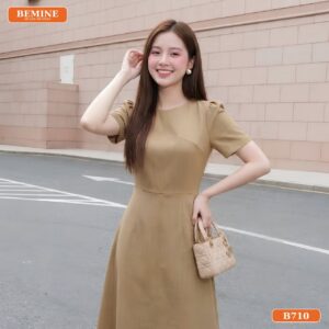 Đầm thiết kế BEMINE cổ tròn dáng chữ A phù hợp đi làm-B710 - váy chữ a cho người béo bụng