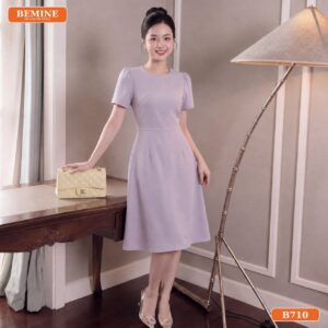 Đầm thiết kế BEMINE cổ tròn dáng chữ A phù hợp đi làm-B710 - BEMINE fashion