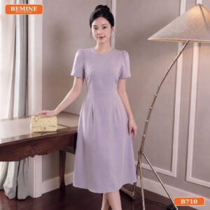 Đầm thiết kế BEMINE cổ tròn dáng chữ A phù hợp đi làm-B710 - váy cho người béo bụng lùn