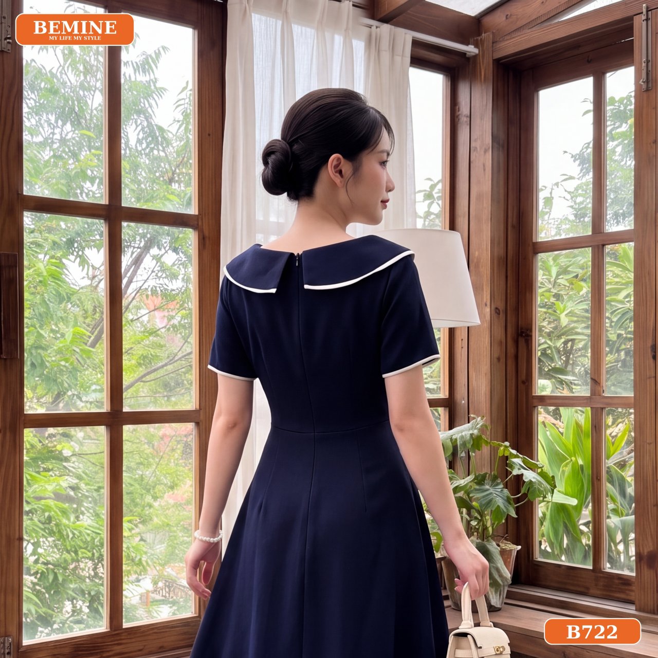 Chất liệu Cotton Hàn của đầm thiết kế BEMINE B722