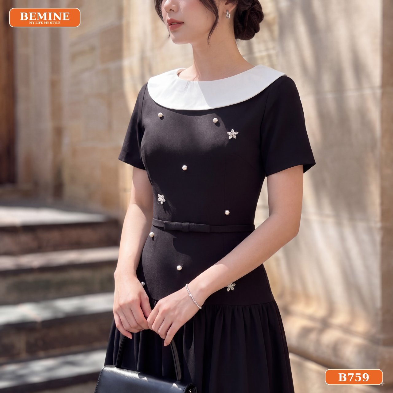 Gợi ý phối đồ với đầm dáng dài B759 BEMINE