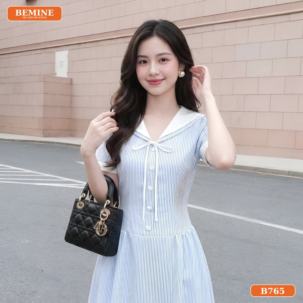 Phối phụ kiện cùng đầm thiết kế BEMINE B765
