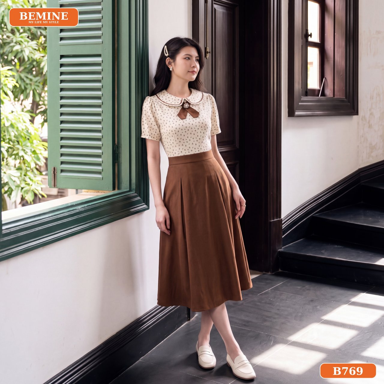 Dáng đầm chữ A tôn dáng đầm thiết kế BEMINE B769