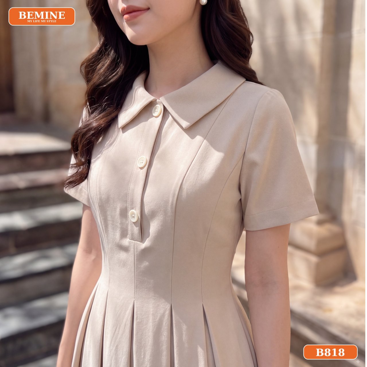 Đầm thiết kế cổ đức B818 diện dạo phố nhẹ nhàng