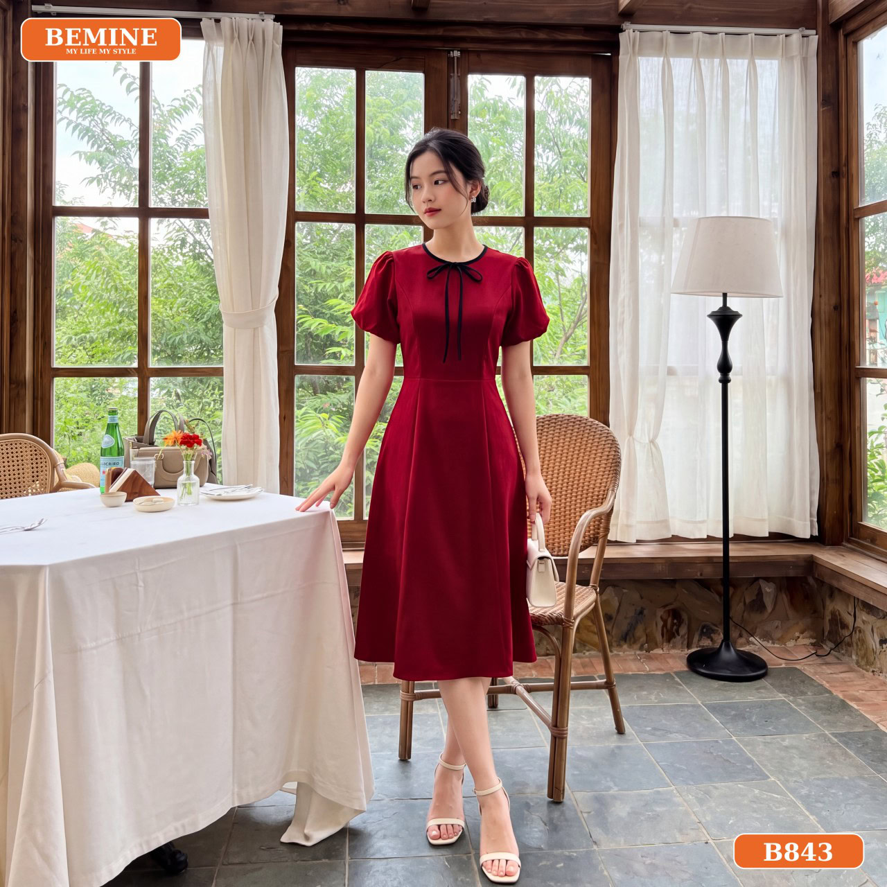 Góc nghiêng đầm công sở BEMINE B843