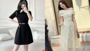 Đầm Dự Tiệc Sang Trọng Che Bụng Hiệu Quả Cho U40 U50 Dáng Thon hình ảnh