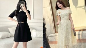 Đầm Dự Tiệc Sang Trọng Che Bụng Hiệu Quả Cho U40 U50 Dáng Thon hình ảnh