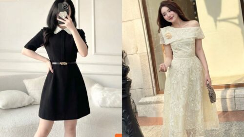 Đầm Dự Tiệc Sang Trọng Che Bụng Hiệu Quả Cho U40 U50 Dáng Thon hình ảnh
