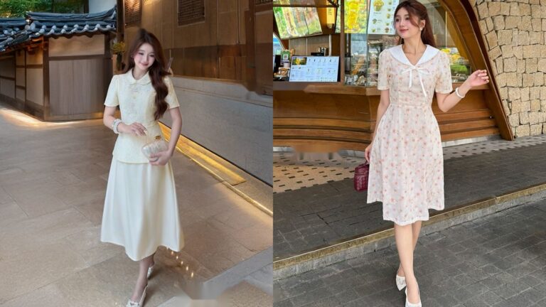Mẫu đầm dáng dài cổ vuông che khuyết điểm béo bụng hông to hình ảnh