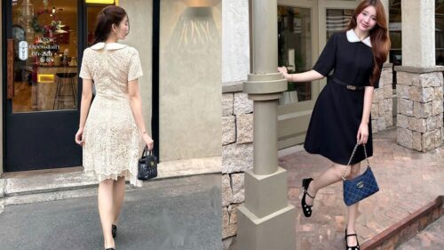 Mẫu Đầm Cổ Sen Thiết Kế Cao Cấp Cho Quý Cô U40 Đi Tiệc hình ảnh