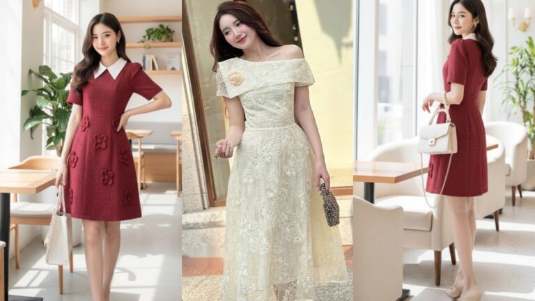 Phụ nữ 50 tuổi nên mặc đầm gì đi dự tiệc cưới mùa thu giấu dáng? hình ảnh
