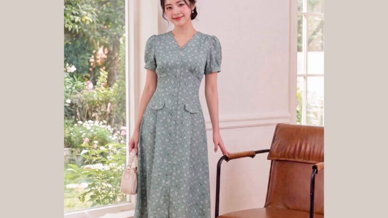 Mẫu đầm ren dáng dài che bụng dưới cho phụ nữ sau sinh thon gọn hình ảnh