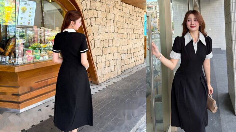 Mẫu Đầm Thiết Kế Cổ Sen Đính Đá Cho Phụ Nữ 40 Tuổi Đi Sự Kiện hình ảnh