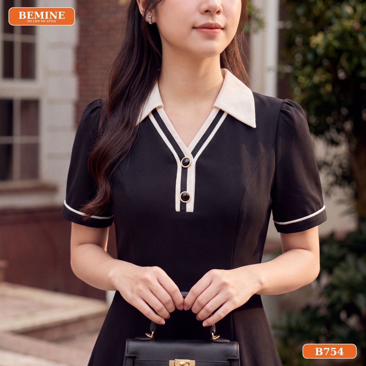 Chất liệu cotton Thái mềm mát của đầm B754 BEMINE