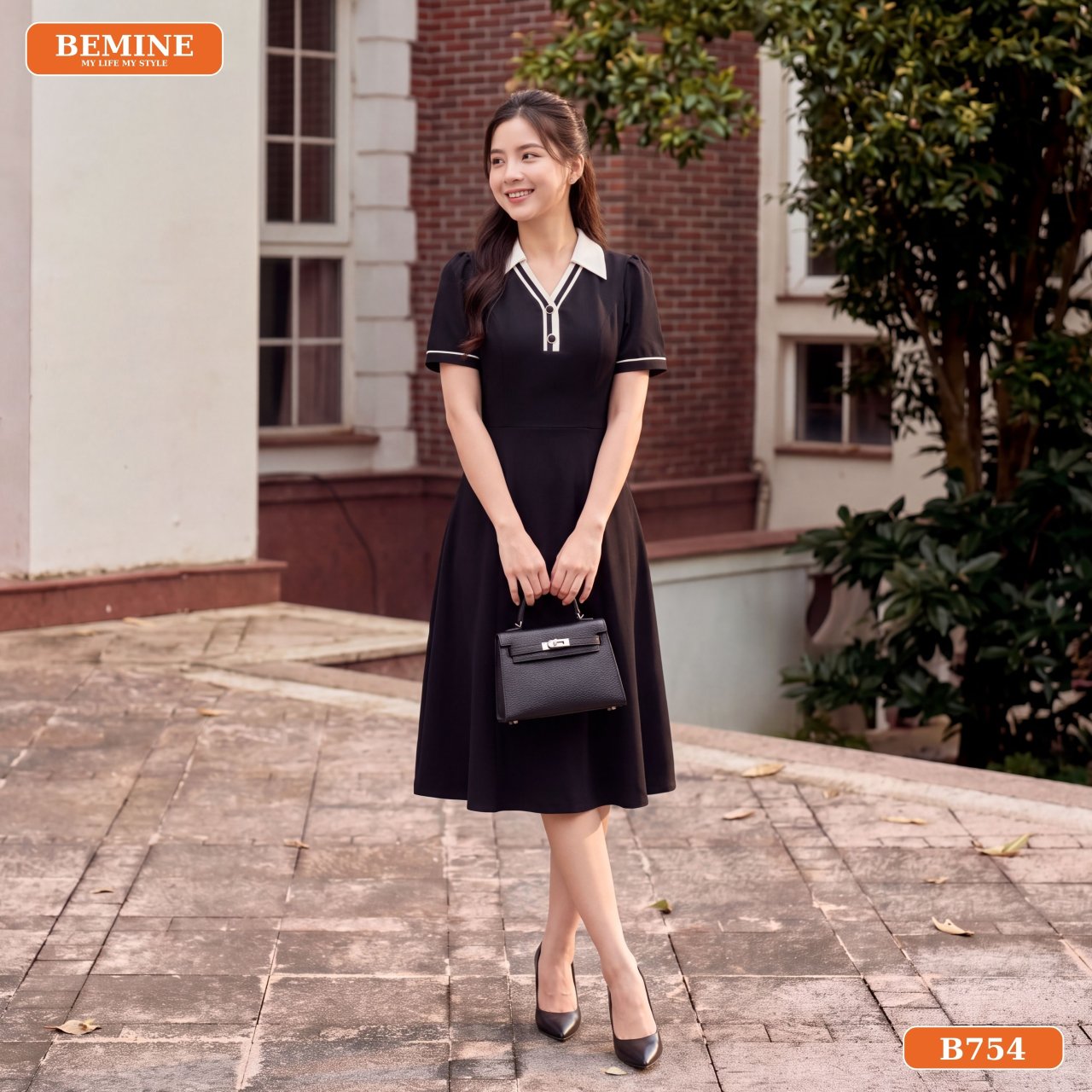 Đầm chữ A công sở B754 BEMINE thanh lịch