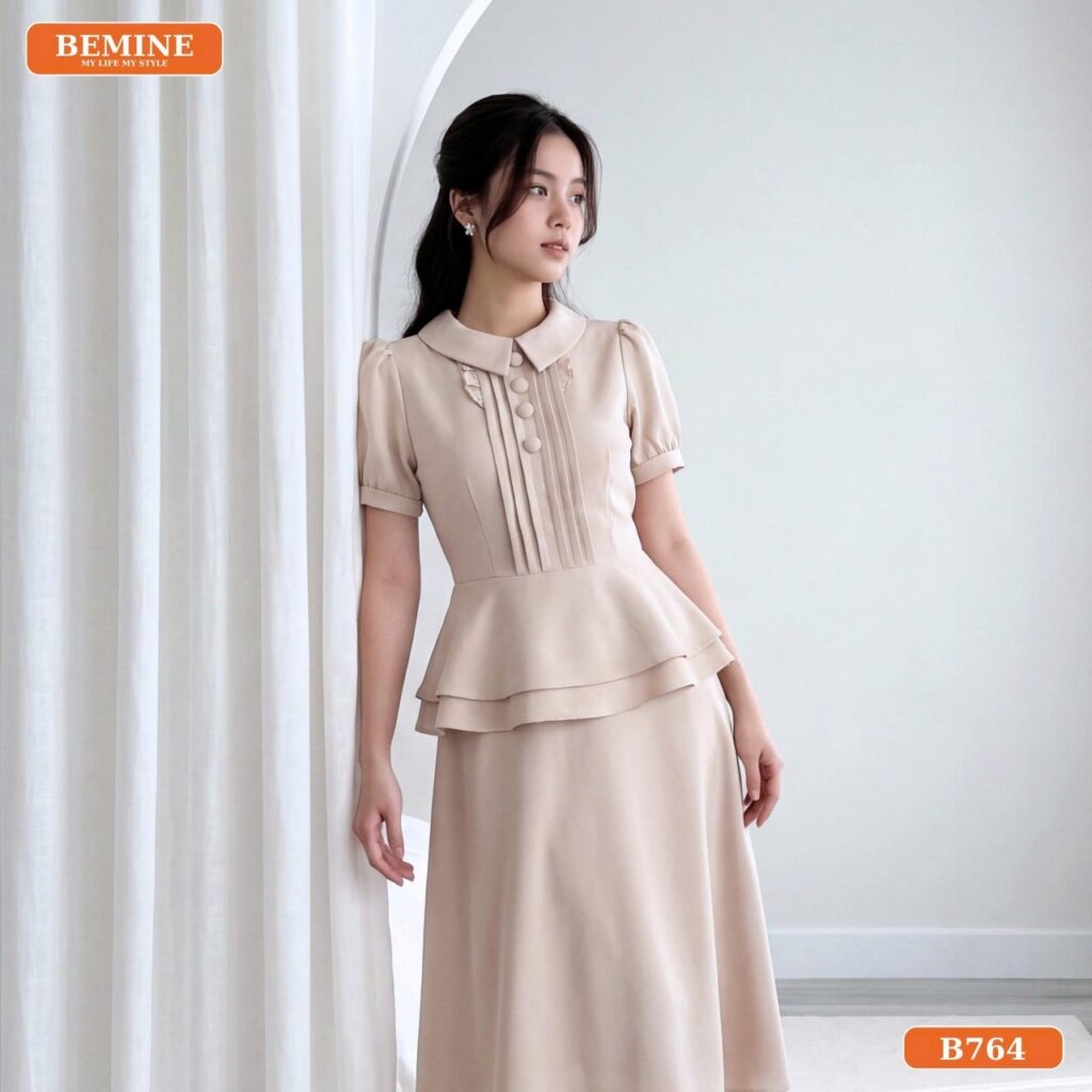 Gợi ý phụ kiện kết hợp đầm thiết kế BEMINE cổ đức B764