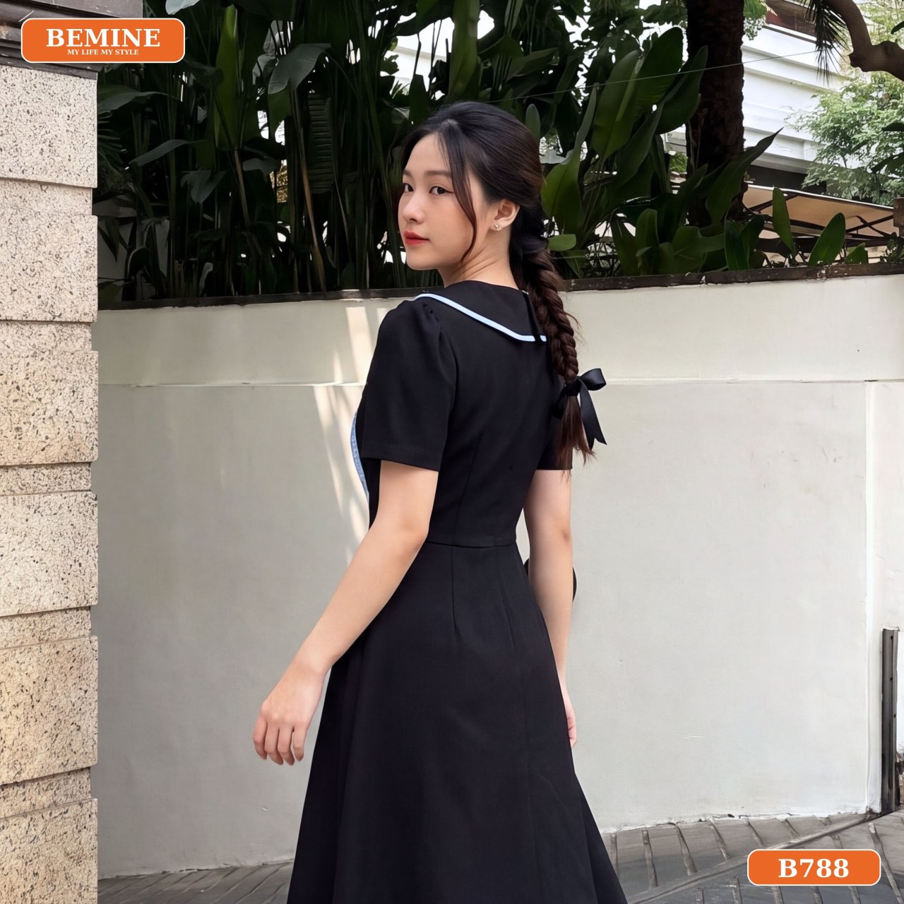 Cận cảnh chất liệu cotton Thái của đầm thiết kế B788
