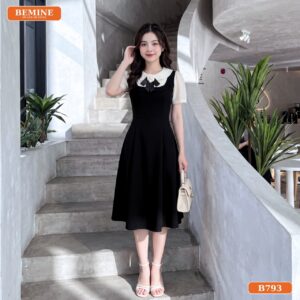 Gợi ý phối phụ kiện với đầm thiết kế cổ sen B793