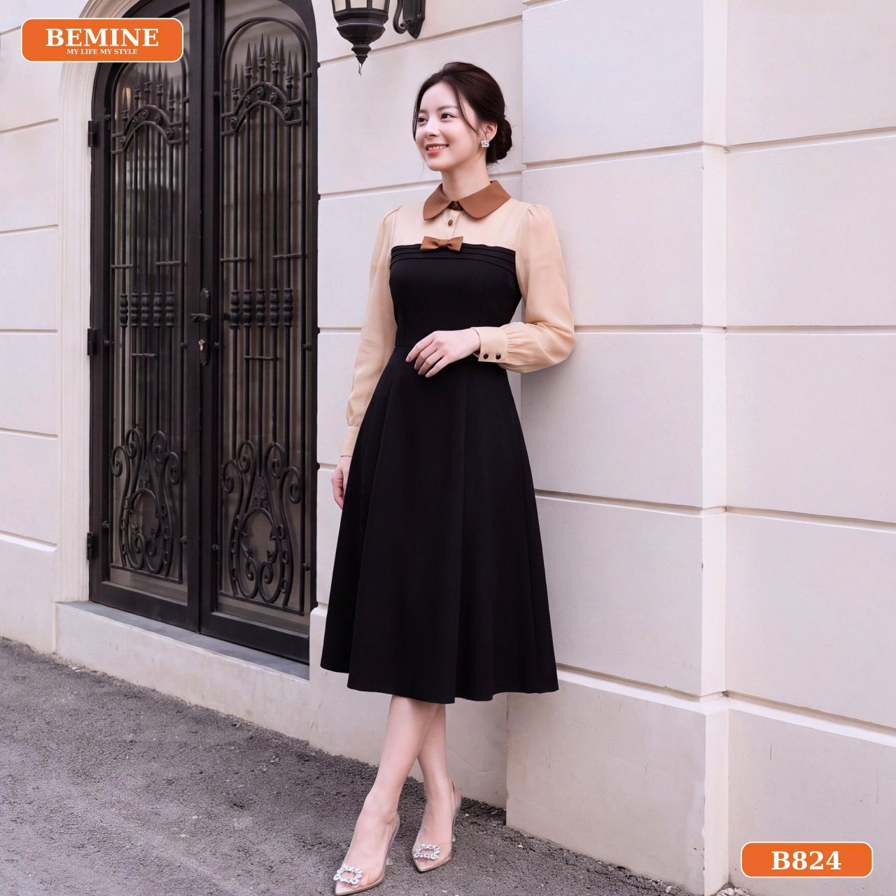Gợi ý phối đồ với đầm cổ sơ mi dáng chữ A B824 cho nữ công sở