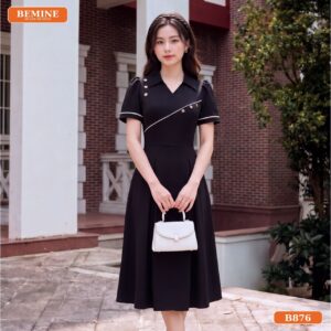 Gợi ý phối đầm thiết kế cổ sơ mi B876 đi làm công sở