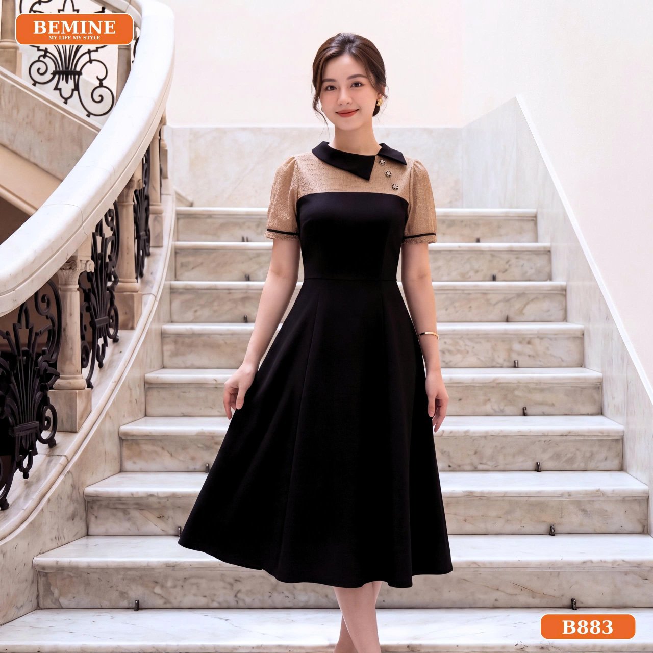Thiết kế đầm B883 có túi hai bên tiện lợi