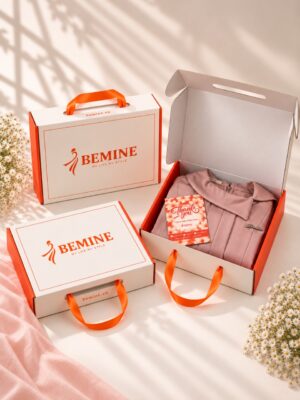 Đầm thiết kế BEMINE hộp gói quà carton nắp gài có quai xách H1 hình ảnh