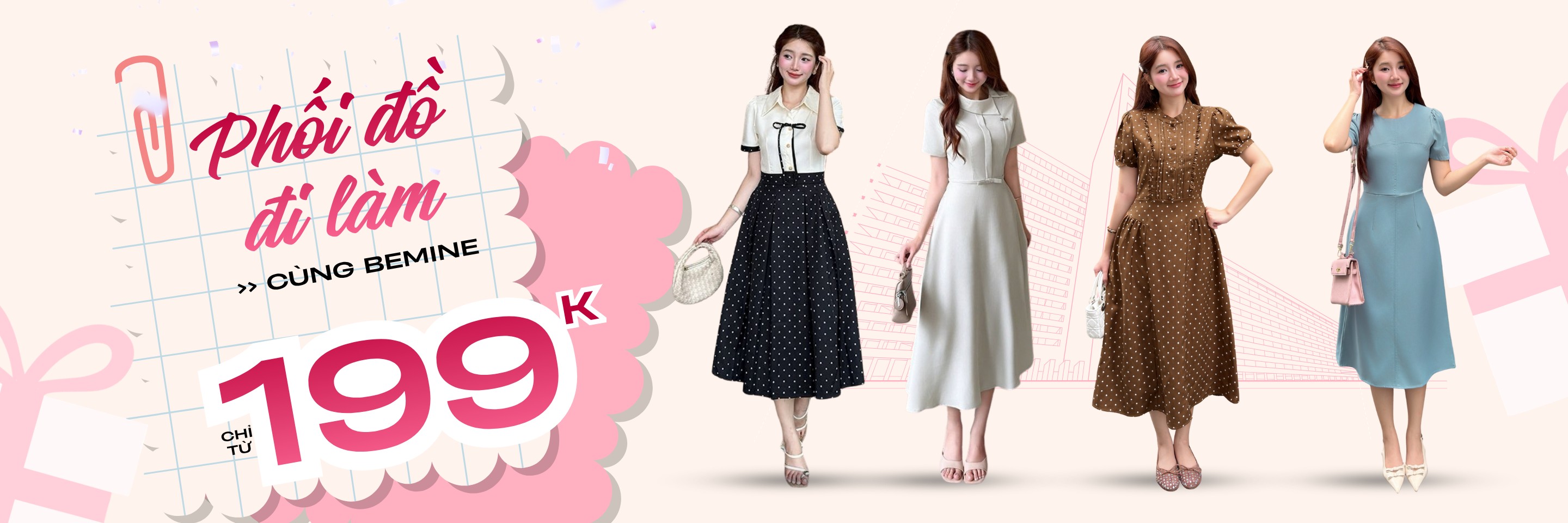 phối Đồ Đi Làm Cùng BEMINE – Đầm Công Sở Chỉ Từ 199K