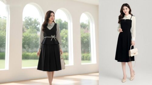 Chân Váy Đen Xòe Mặc Với Áo Gì Hợp Đi Dạy Học Mùa Thu? hình ảnh