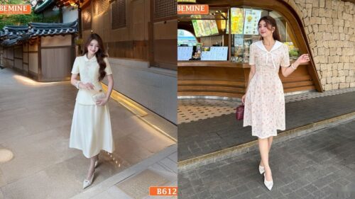 Mẫu đầm dáng dài cổ vuông che khuyết điểm béo bụng hông to hình ảnh