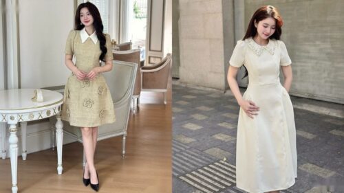 Phụ nữ U35 mặc đầm cúp ngực đi tiệc cưới sao cho lịch sự sang trọng? hình ảnh