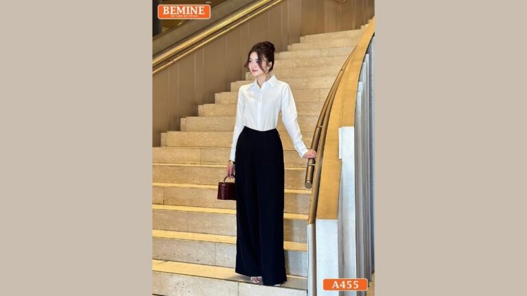 Set Áo Kiểu Phối Chân Váy Xếp Ly Đi Làm Cho Phụ Nữ Hông To hình ảnh