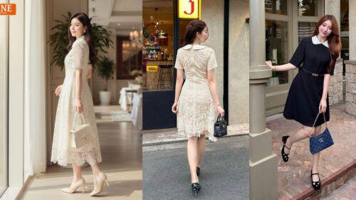Mẫu đầm suông che bụng bầu nhẹ đi tiệc cưới mùa thu thanh lịch hình ảnh