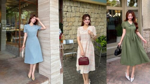 Mẫu Đầm Chữ A Tay Lỡ Công Sở Lịch Sự Cho U50 Giấu Khuyết Điểm Tôn Dáng hình ảnh