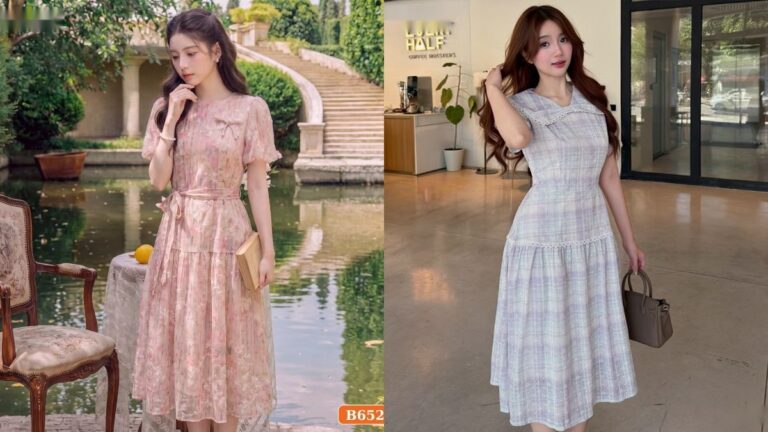 Đầm Thiết Kế Cổ V Dáng Chữ A Tôn Dáng Cho Phụ Nữ 35 Tuổi hình ảnh