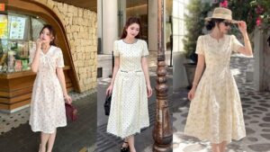 Đầm tay lỡ chất vải gì hợp mặc thời tiết thu tháng 9 chớm lạnh hình ảnh