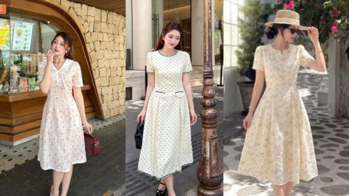Đầm tay lỡ chất vải gì hợp mặc thời tiết thu tháng 9 chớm lạnh hình ảnh