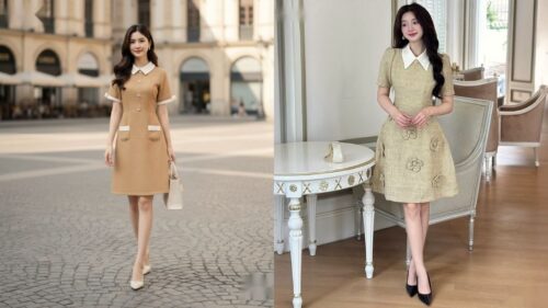 Mẫu đầm dự tiệc sang trọng cho U50 che bụng và bắp tay hình ảnh